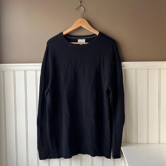 Bench Black Cotton Ribbed Sweater Size Medium - Picture 9 of 9